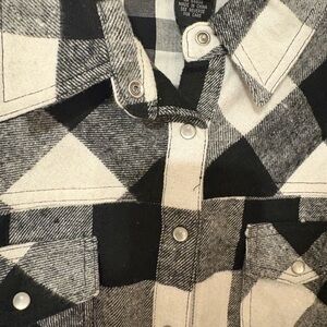 Balera Black and White Plaid Button-Up Top